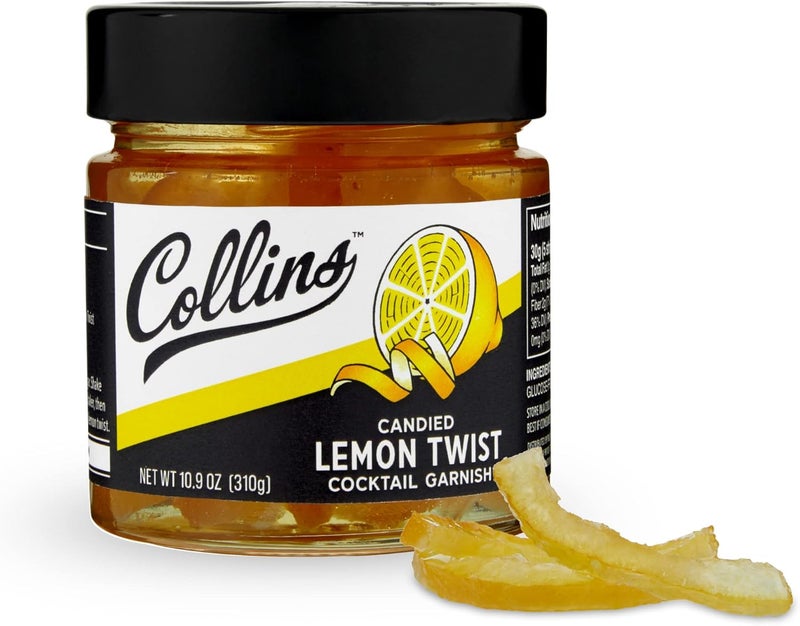 Collins Candied Lemon Twist in Syrup - 10.9oz Cocktail Garnish - Image 1